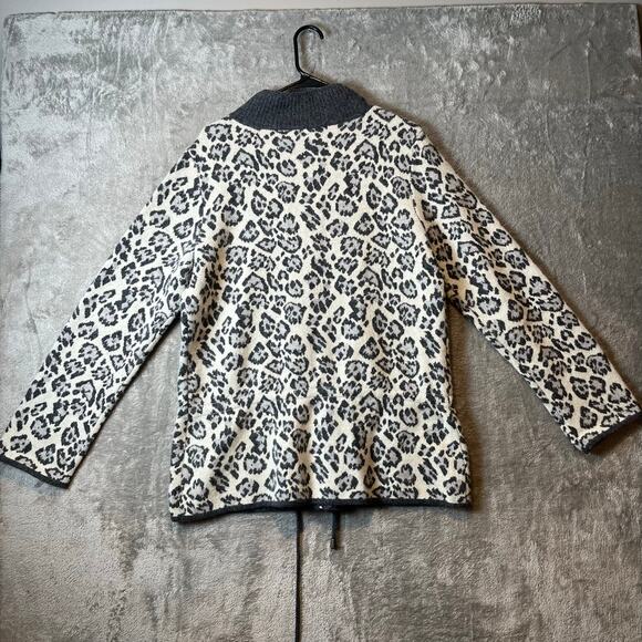 Pendleton‎ Cheetah Print Lambs Wool Angora Full Zip Sweater Jacket Size Large - Picture 4 of 7